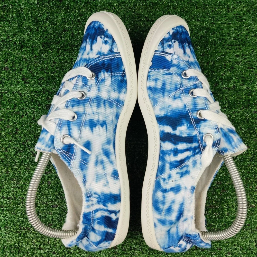 Time and Tru Sneakers Womens 8.5 Blue Tie Dye Low Top Canvas Memory Foam Comfort